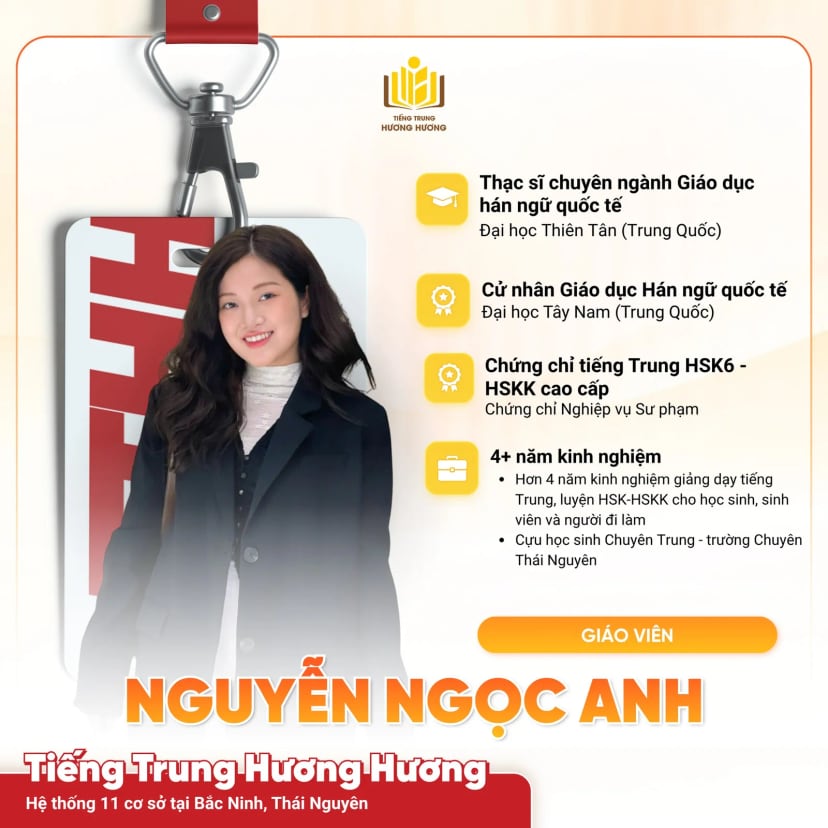 Hồ sơ giáo viên Nguyễn Ngọc Anh tại Tiếng Trung Hương Hương